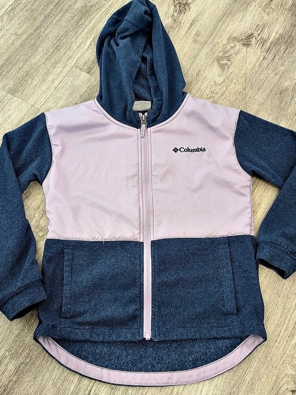 Columbia Kids' Highland Pine Full-Zip Fleece Hoodie Blue & Pink Small